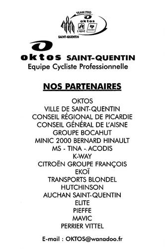 2002 Saint-Quentin - Oktos #NNO Philippe Koehler Back